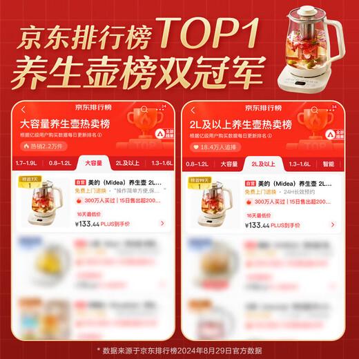 Midea health kettle 2L large capacity fully automatic kettle 316L mother and baby material floral tea kettle electric kettle 12h constant temperature tea kettle MK-YS20P502