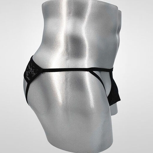 Banfishi men's sexy sexy thong underwear, transparent U convex thong underwear, lace, low waist, hollow, pure lust and temptation. Black, one size fits all, 90 Jin Jin is equal to 0.5 kg, 160 Jin Jin is equal to 0.5 kg