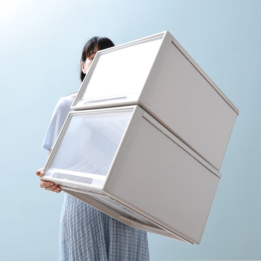 Ju Hakka drawer clothing storage box thickened transparent wardrobe sorting box storage box extra large plastic clothing storage box F3523 first floor