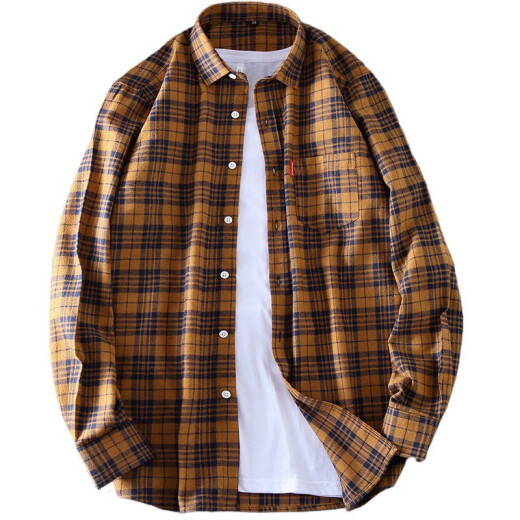 GTYUWVG Spring and Summer Molding Camisa de manga larga Camisa coreana a cuadros de gran tamaño para la tendencia de los hombres y jóvenes de mediana edad M655 38