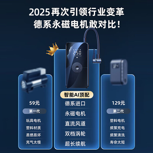 
LINGCHEN (LINGCHEN) Inflatable pump Vehicle-mounted air pump Electric vehicle tire replenishment bicycle air pump household car intelligent tire pressure measurement