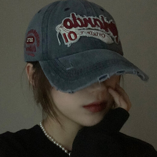Hao'e a fait un vieux chapeau de baseball pour les femmes lavant le chapeau de cowboy déchiré American rétro courbe montrant le visage de petite protection du soleil.