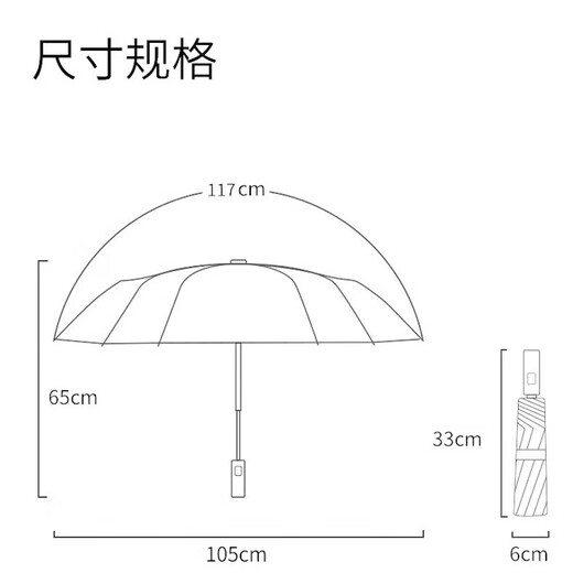 米波迪（Meebordi）全自动雨伞三折24骨雨伞便携商务男士大号折叠伞防风黑色可定制