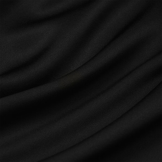 SIQIYOUNG tassel scarf design acetate irregular swing collar French long-sleeved high-end shirt black S