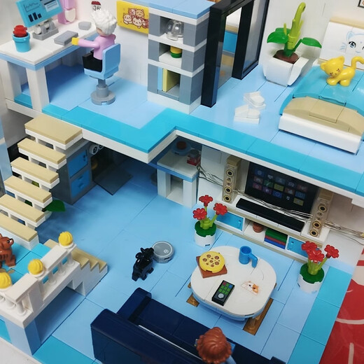 2024 New Zhegao Building Blocks Flower Play House Girl Toy Version Assembled House Street View Architecture Fun Dog Fashion Home 1048 Pieces