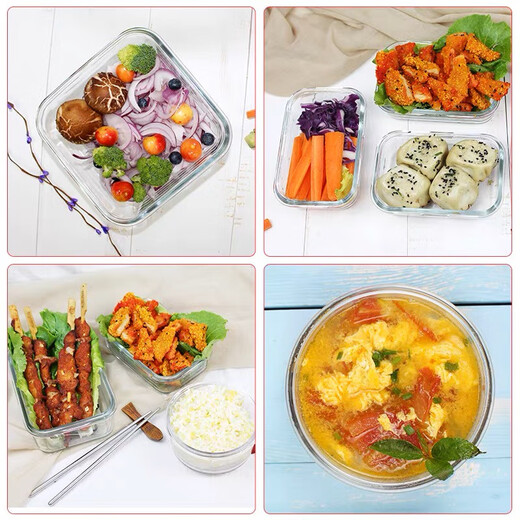 Koreanische Glas Lunchbox Mikrowellenofen Heizung Bento Bowl Partition Kühlschrank Frische Box Siegel 695 ml Rechteck
