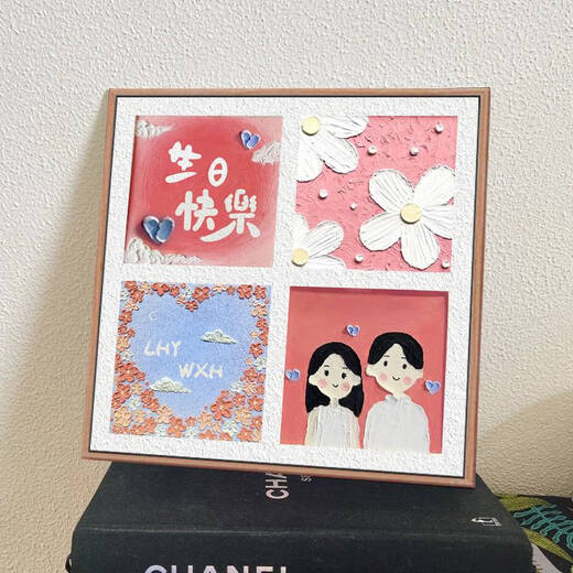 咏幻生日快乐diy石英砂肌理画填充丙烯数字油画送朋友手绘定制礼物画 肌理画nx12173 定制日期请联系客服零基础绘画