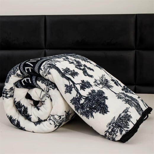 Double-sided velvet blanket quilt thickened cover blanket winter sheets dormitory single office double-layer milk velvet bed blanket ink painting 100*150cm baby blanket