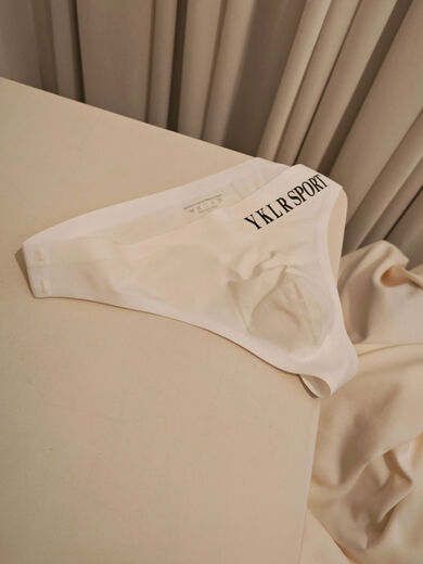 Couple matching sexy men's thong one-piece women's ice silk stretch simple mid-low waist fitness T-shaped underwear white men's M