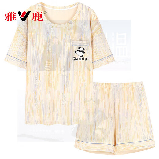 Yalu con almohadilla de cofre Un pijama de algodón puro para mujeres 2025 pantalones cortos de manga corta de verano lindo size dulce colocación de ropa para el hogar con almohadilla de almohadilla de techo-G1047 M Mujeres [sugerido 80-100Jin [Jin iguala 0.5 kg]]