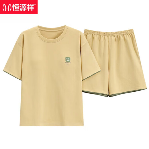 恒源祥睡衣女夏季纯棉短袖短裤简约休闲全棉薄款可外穿家居服套装可外穿 Z9856 M 建议80-100斤
