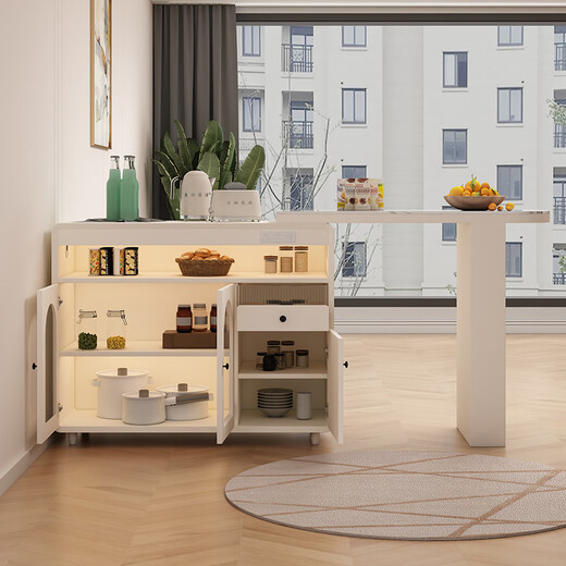 Huang Yusen Cream Style Bar Counter Table Home Balcony Small Apartment Leisure Dining Table Retractable Partition Sideboard Integrated Sofa Sideboard A 81*46*95CM