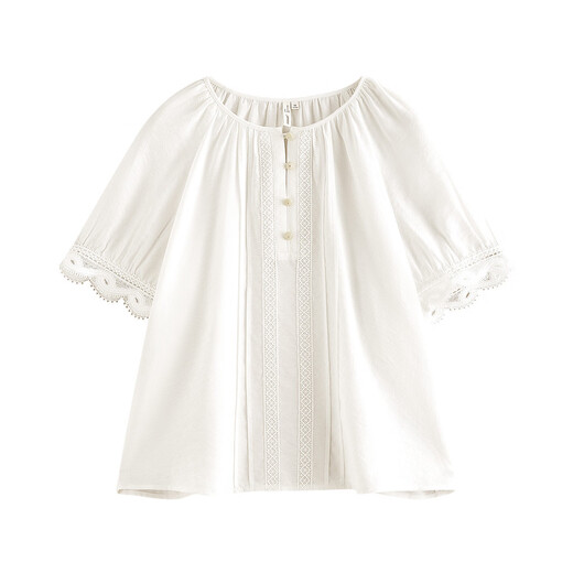 InMAN French embroidered short-sleeved white shirt 2025 summer high-end temperament fashionable and versatile loose thin shirt Yunduobai L