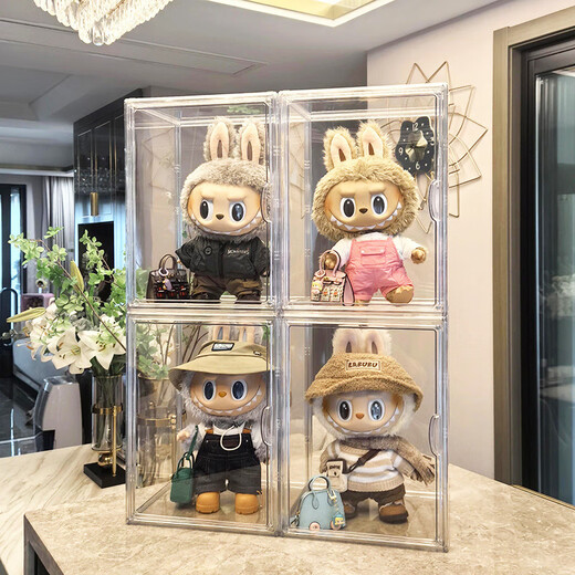 Manle rabbit labubu display box acrylic big spring field big summer doll put labubu doll blind box storage box huge size magnetic door opening 50*29.5*37