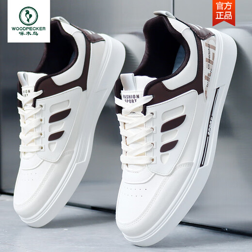 Woodpecker 2025 summer new shoes for men's white shoes Korean style shoes versatile anti-odor casual men's shoes sports breathable board shoes Songke-9910 white flagship model 40