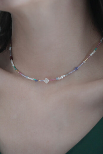 Youshu Jicai natural tourmaline pearl tanzanite turquoise American 14k gold plated original niche necklace with adjustable chain 38-45cm