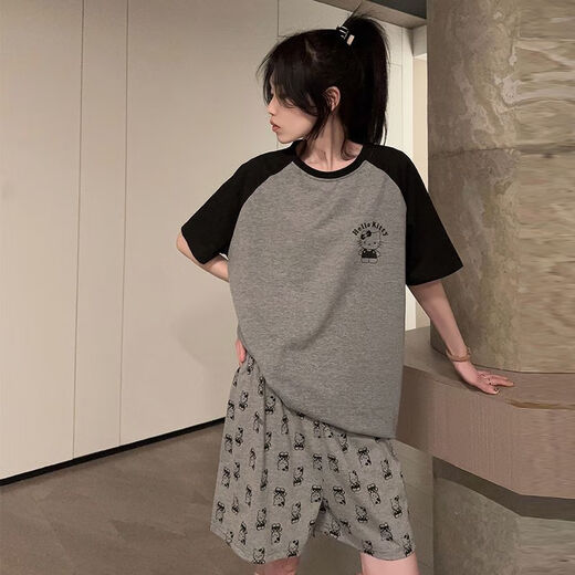 Xushansi Internet Celebrity Style Pyjamas für Frauen große Größe 200 Jin [Jin ist gleich 0,5 kg] Sommer kurzärmelige Shorts süß und niedlich fett mm Home Kleidung Neue Sommerstil 679 Grüne Dinosaurier M Empfohlen 80-90 Jin [Jin gleich 0,5 kg]
