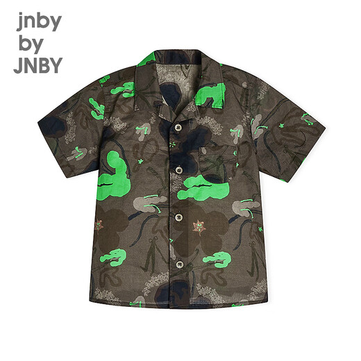 Jnby by JNBY Jiangnan Buyi baby H-shaped lapel short-sleeved shirt cotton printed poplin summer boy baby YP4210280 482/blue and gray combination random pattern 100 cm