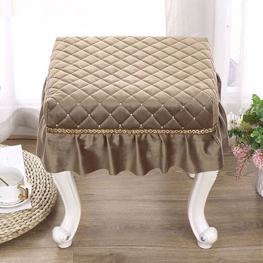 Customized thickened rectangular square stool cushion makeup stool cover dressing table stool cover piano stool cover stool cover chair cover Luoli velvet light coffee makeup stool cover 35*45cm square