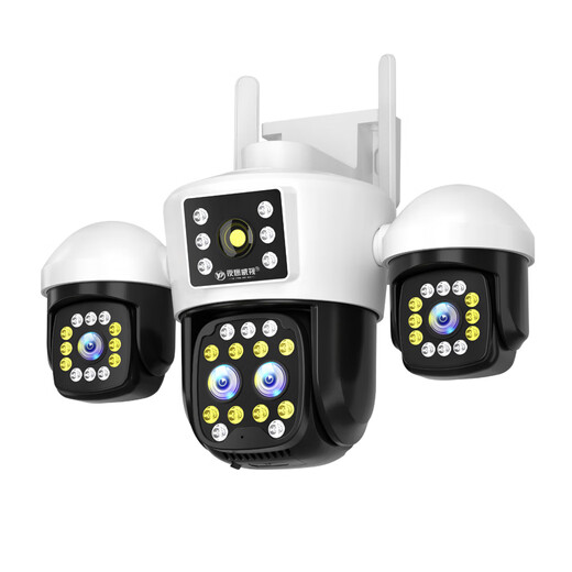 Visión NighThawk Vision 360 grados Teléfono inalámbrico de la casa Remoto 4G Alta definición Zoom Quad Quad Lens Tres rotación de agua al aire libre con visión nocturna Cámara de color completo sin tráfico + Rotación Independiente Lente Quad + Zoom + Monitoreo de salida de energía [Versión 4G]