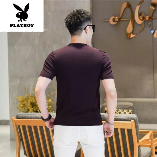 Playboy (PLAYBOY) gestricktes Eisleinen-Kurzarm-T-Shirt für Herren, neues Eisseiden-Mode-Halbarm-T-Shirt, lässige Qualität, neues Produkt 9902 Grün M 90-115Jin Jin entspricht 0,5 kg