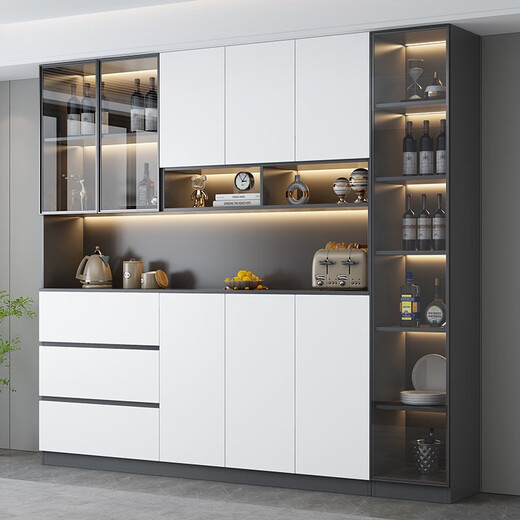 Yusenyi Sideboard mit Wand integrierter Wohnzimmer Weinschrank Lagerschrank moderne einfache Esszimmer Küche Lagerschrank Teeschrank Style 12240*40*220 Oberpackung Installation im Obergeschoss