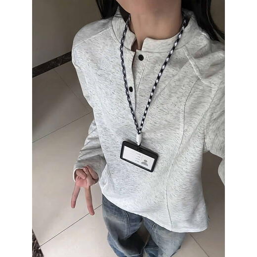 Rouard Henry collar trend polo shirt sweatshirt men's autumn deconstructed splicing right shoulder long-sleeved American couple boxy top black XL