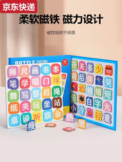 奇立彩幼儿宝宝早教识字拼图儿童3到6岁认字汉字磁力2岁学习卡片玩具贴 三合一算术教具