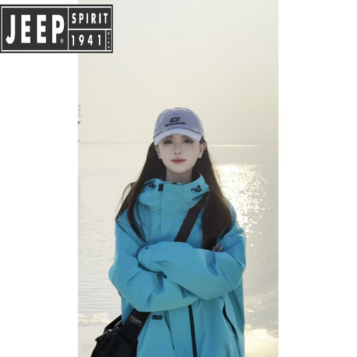JEEP SPIRIT Jacket Jacket Men's and Women's Spring and Autumn 2025 New Small Mountaineering Suit Outdoor Thin Lake Blue Jacket Glacier Blue S