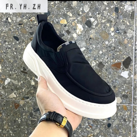 FR.YH.ZH原熙社团男鞋夏季新款男士透气一脚蹬懒人布鞋时尚百搭潮流休闲鞋 1105-黑色 38