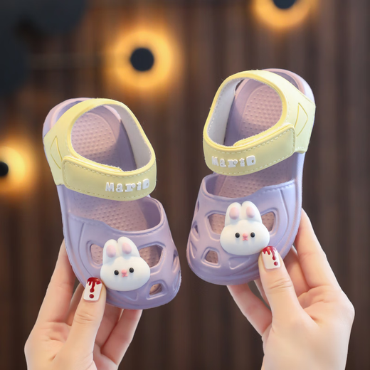 森用儿童凉鞋夏季洞洞鞋女童包头魔术贴防滑男童户外沙滩可爱 9277紫 色 13 130码 内长13cm 建议12.5-13