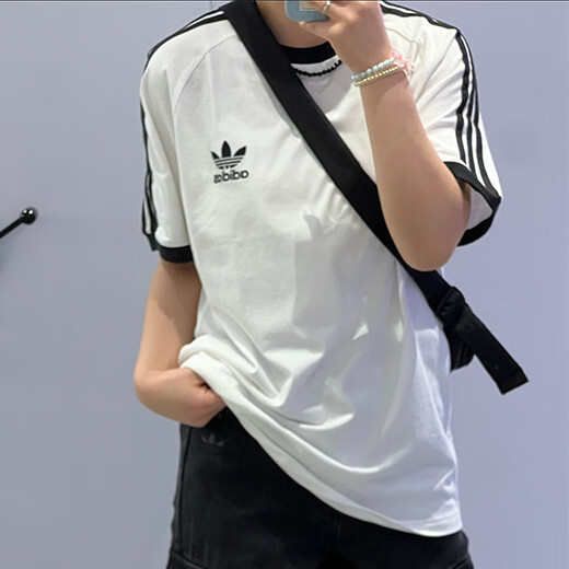 阿迪达斯 （adidas）三叶草短袖男装2025新款纯棉运动服宽松休闲服透气T恤女 IA4877/经典黑/长袖/纯棉/情侣11 175 /88A/S