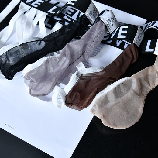 Double thong men's stockings jj set summer men's ultra-thin sexy hollow upward upright auxiliary menstrual underwear pink core-spun silk material double butt upward vertical bag egg XL90-140Jin Jin is equal to 0.5 kg