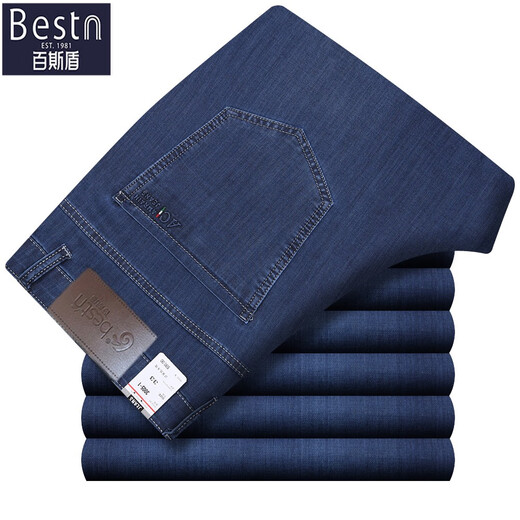 Джинсы Baisi Shield Jeans Мужские повседневные брюки летние прямые свободные брюки среднего возраста BSD-1105 светло-голубой 29 2 фута 2 талия