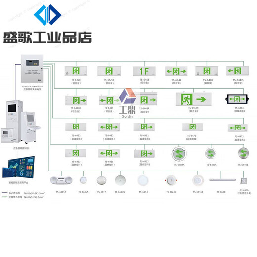 Taihe An centralized power control fire emergency lighting fixture ceiling recessed wall evacuation lighting indicator light TS-ZFJC-E8W-6627A