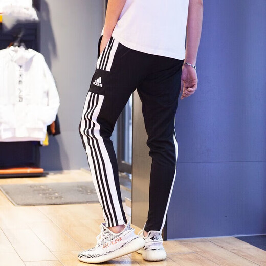 阿迪达斯 （adidas）网男裤 春季新款户外出行跑步训练卫裤透气休闲运动裤 gk9273/黑色 M  (175/80A)