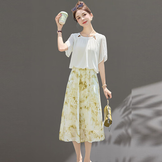 Vestido de marca de lujo de Ehangy Light para mujeres 2025 Summer Nuevo bordado de alta gama Temperamento de moda de empalme de manga corta Skirt Grey M