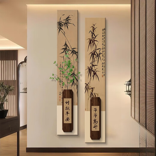 The paintings hanging on the entrance door are facing the medieval style of the new Chinese decorative paintings in 2025 new Song Dynasty aesthetics BY6623+BY6624 30*180CM double-layer superimposed three-dimensional frameless painting +LE