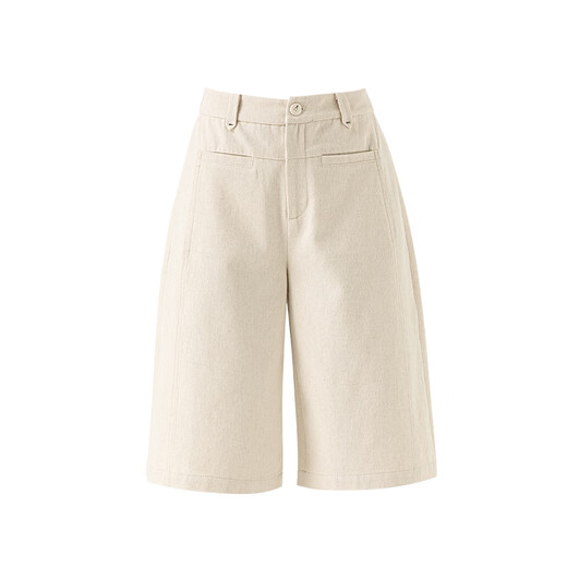 NY-RCE zipper original color casual wide-leg six-crop pants for women in summer thin elastic high waist slimming old-fashioned linen shorts zipper original color 33