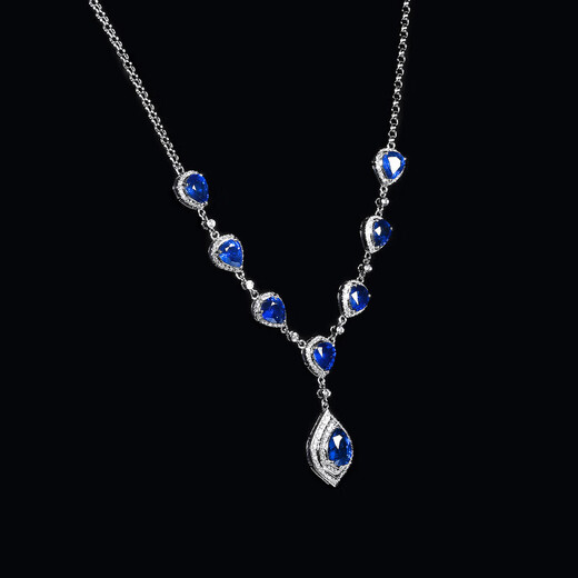 HEEKAIYI Sapphire Necklace for Women Royal Blue 18k Gold Diamond Pendant Chinese Valentine's Day Birthday Gift for Wife and Girlfriend Selected 6.46 Carat/Royal Blue/Double Certificate