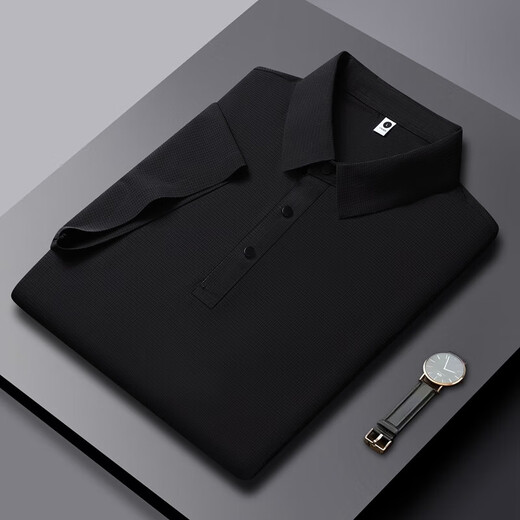 NASA Basis Licht Geschäft Traaceless echtes Eis Seiden -Polo -Hemd Kühle COOL Casual Revers Top Thin Sweatshirt 12357# Dunkelgrau M.
