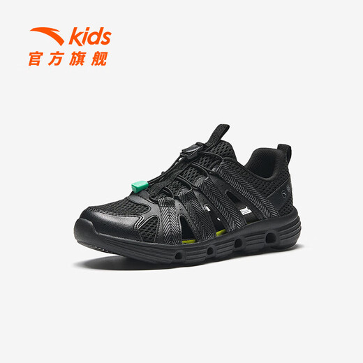 ANTA children's sandals, boys' shoes, 2026 summer new outdoor water and land tracing shoes, toe-toe anti-collision beach shoes, black-8 35, inner length 22cm