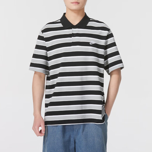 
Nike (NIKE) short-sleeved POLO shirt men's 2025 summer new striped sportswear casual lapel T-shirt half-sleeved top FN3897-010 black and white stripes S