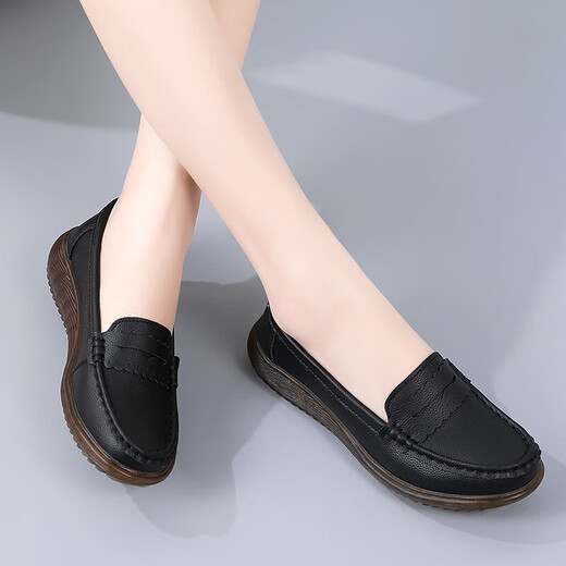 Soft-soled anti-slip mother shoes hollow breathable casual shoes women's shoes pregnant women's non-slip shoes casual shoes foot 826-black four seasons 37