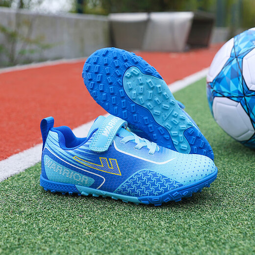 Chaussures de football pour enfants guerriers pour garçons et filles, chaussures d'entraînement spéciales à ongles pour les élèves des écoles primaires et secondaires WZ-B578T bleu clair bleu 33