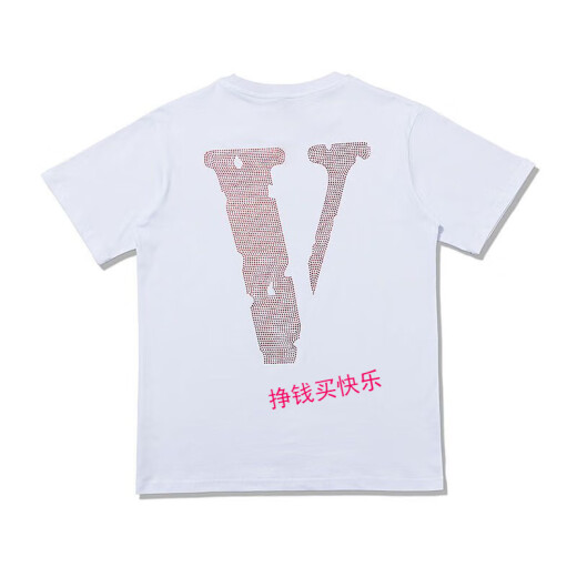 FOG背后烫钻石大V短袖P0P UP游击店限定款男女水钻情侣T恤 6198黑色 S
