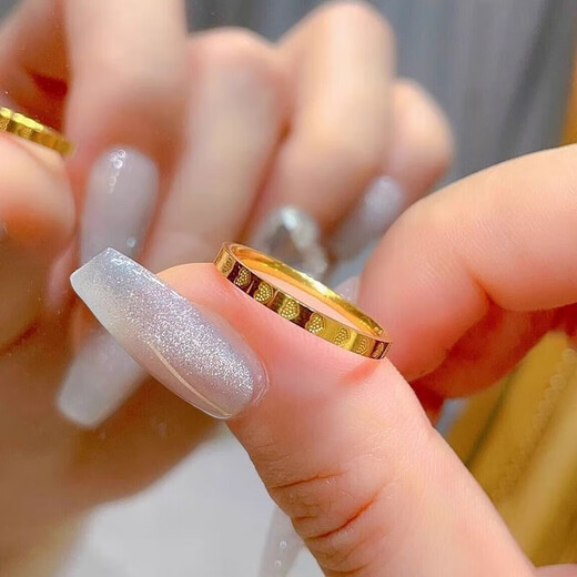 Dianzhao gold full circle love ring for women 999 gold solid circle peach heart solid gold-plated ring ring tail ring holiday gift love ring No. 10 0.53g