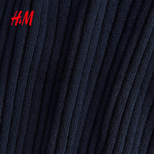 H&M Children's Clothing Baby Boy Set 2-piece Autumn Ribbed Knit Henley Long Sleeve Sports Drawstring Pants 1239501 Navy Blue 009 110 110/56 (2-3Y)