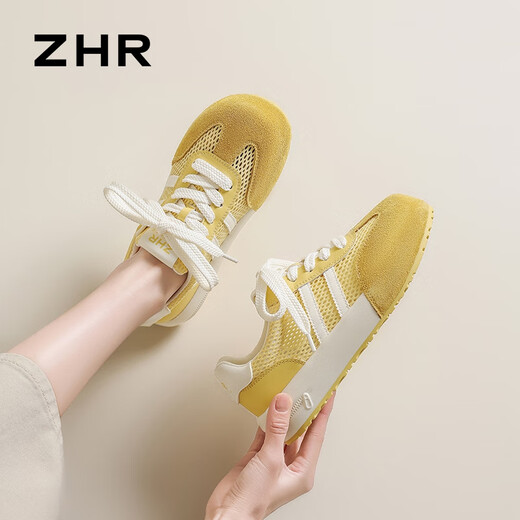 ZHR Desshu Shoes for Women Mesh Streshable Retro Fashion Sports Casual Shoes Cround Toe The Chouse обувь Ji16e желтый 37