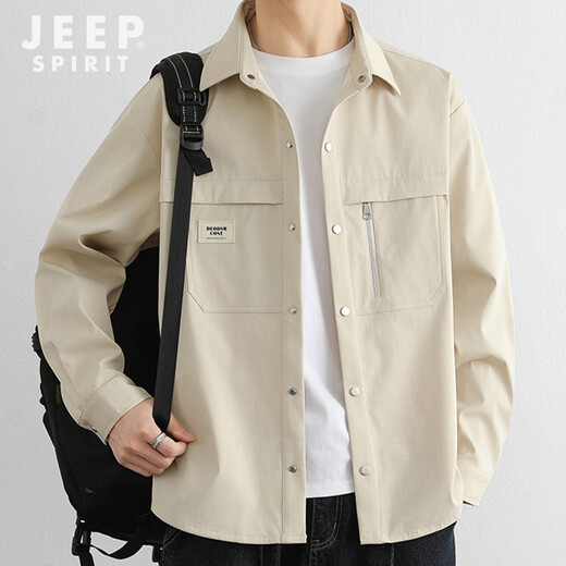 JEEP SPIRIT吉普衬衫男秋季休闲长袖工装外套男宽松百搭夹克上衣新款男装